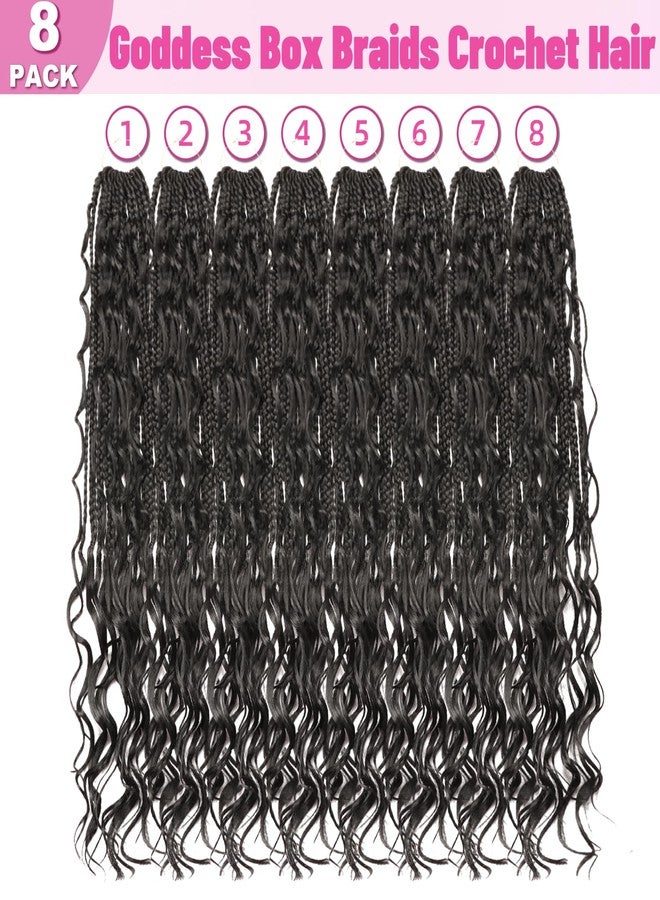 AMUMI Goddess Box Braids Crochet Hair for Black Women-8 Packs 24 Inch Boho Crochet Braids Pre Looped with Curly Ends (1B Black, 24 inch(one curly hair)) - Image 5